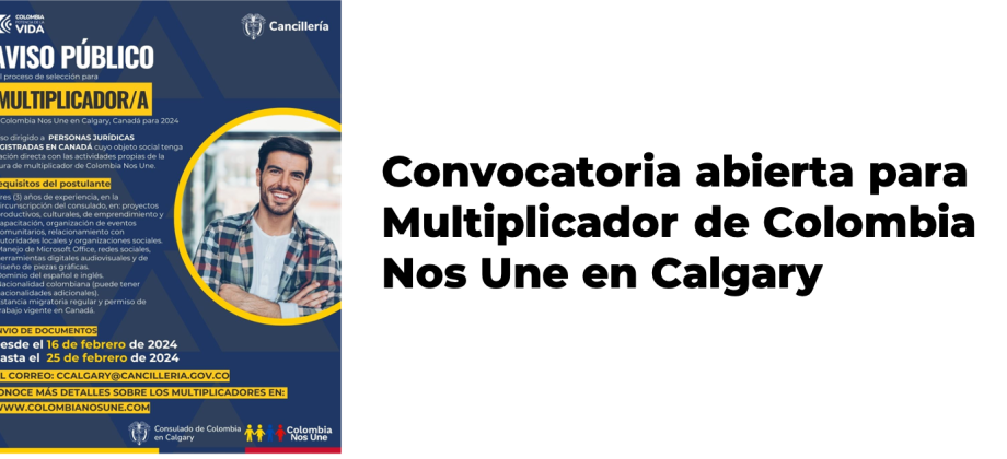 Convocatoria abierta para Multiplicador de Colombia Nos Une en Calgary