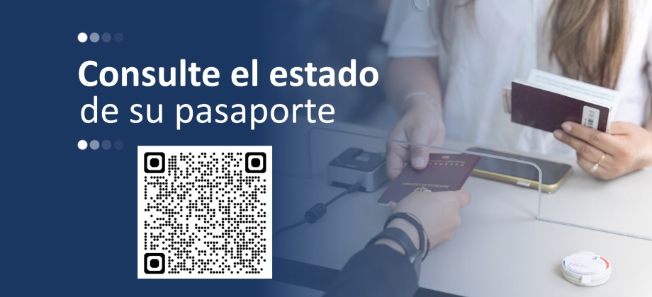 Gráfico general que muestra un pasaporte en una ventanila y un código QR