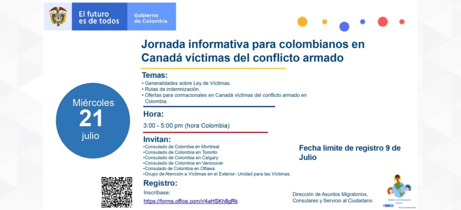 Jornada informativa para colombianos víctimas del conflicto armado en Canadá