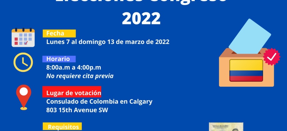 El Consulado de Colombia en Calgary informa los puestos de votación disponibles