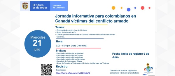 Jornada informativa para colombianos víctimas del conflicto armado en Canadá
