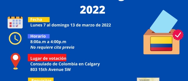 El Consulado de Colombia en Calgary informa los puestos de votación disponibles